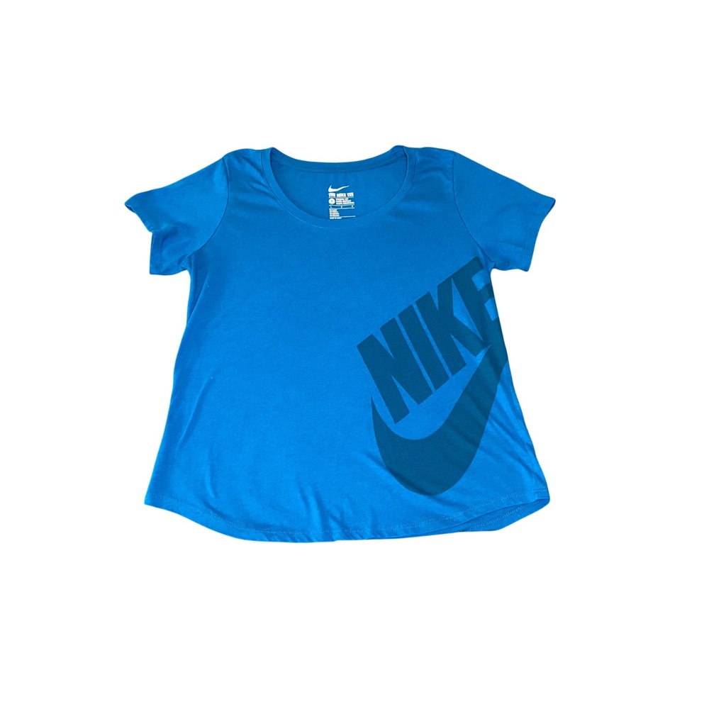 Nike Tee Womens Large Blue Athletic Cut Tri-Blend Short Sleeve Graphic T-Shirt